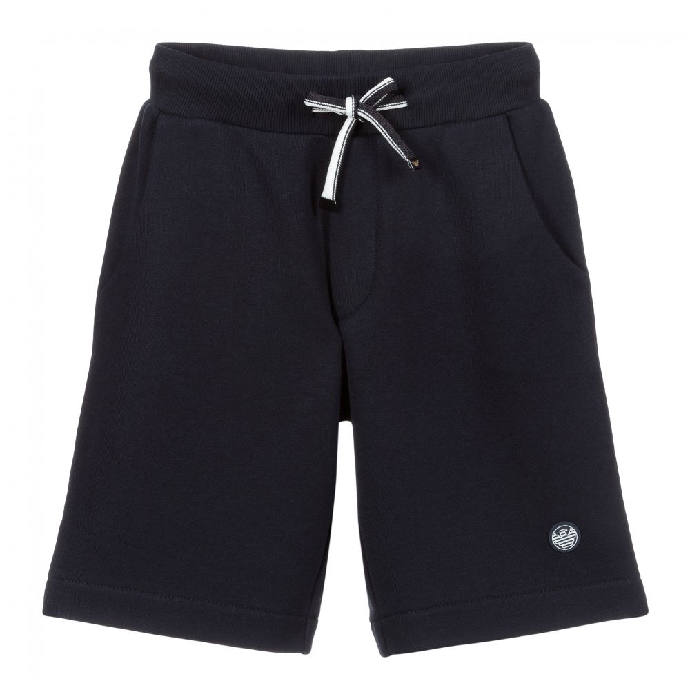 Emporio Armani-Темно-синие шорты из джерси с логотипом | Childrensalon Outlet
