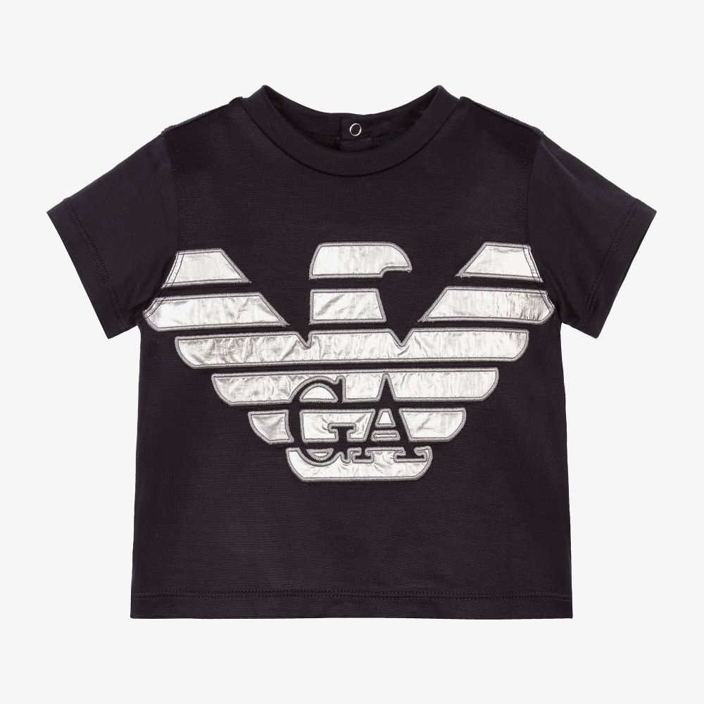 Emporio Armani - Navy Blue Logo Baby T-Shirt | Childrensalon Outlet