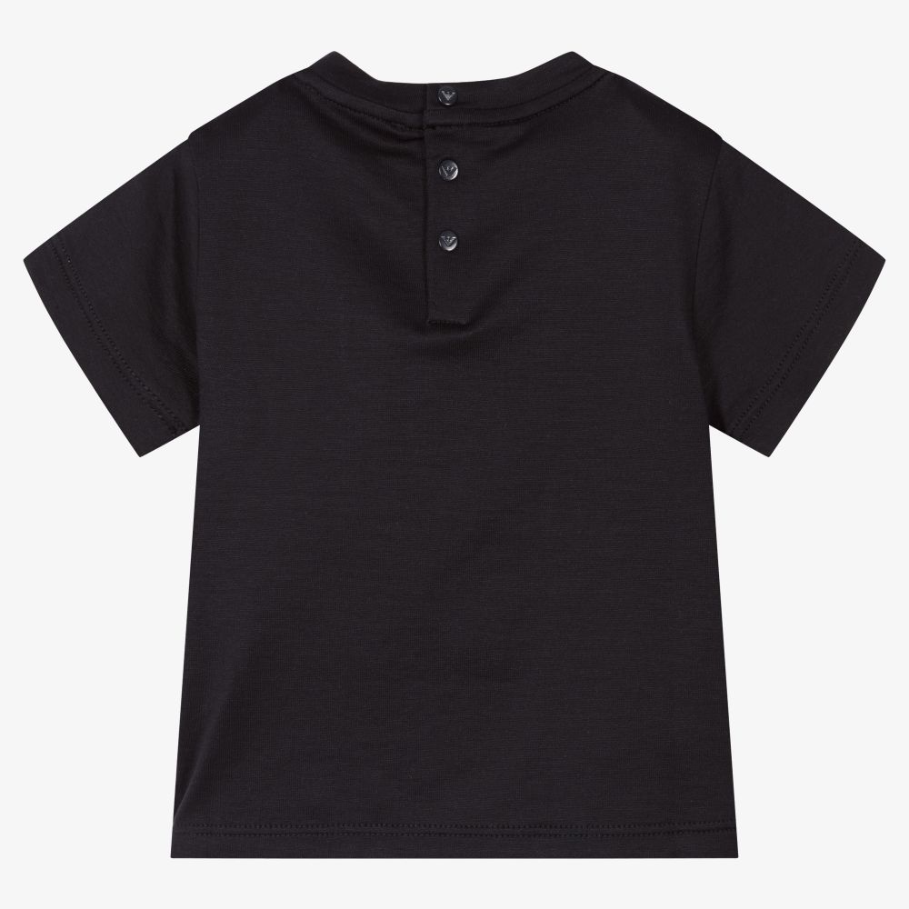 Emporio Armani-Navy Blue Logo Baby T-Shirt | Childrensalon Outlet
