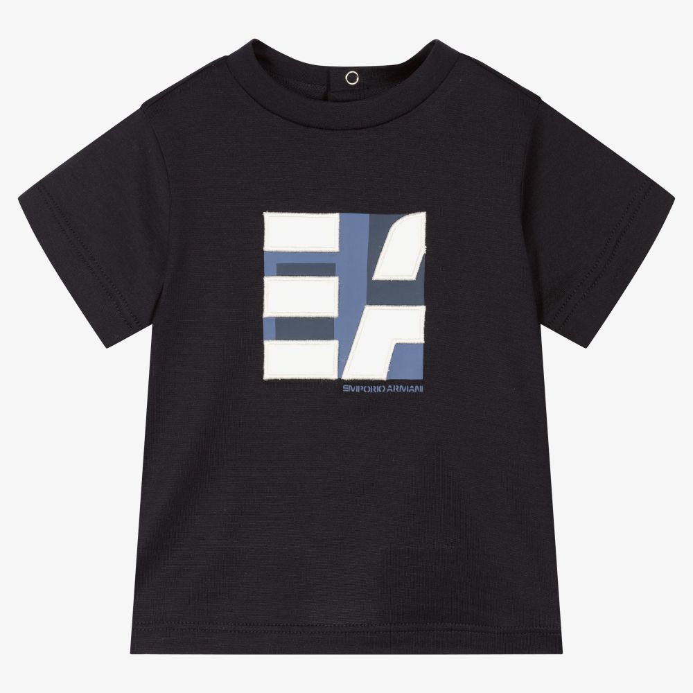 Emporio Armani - Navy Blue Logo Baby T-Shirt | Childrensalon