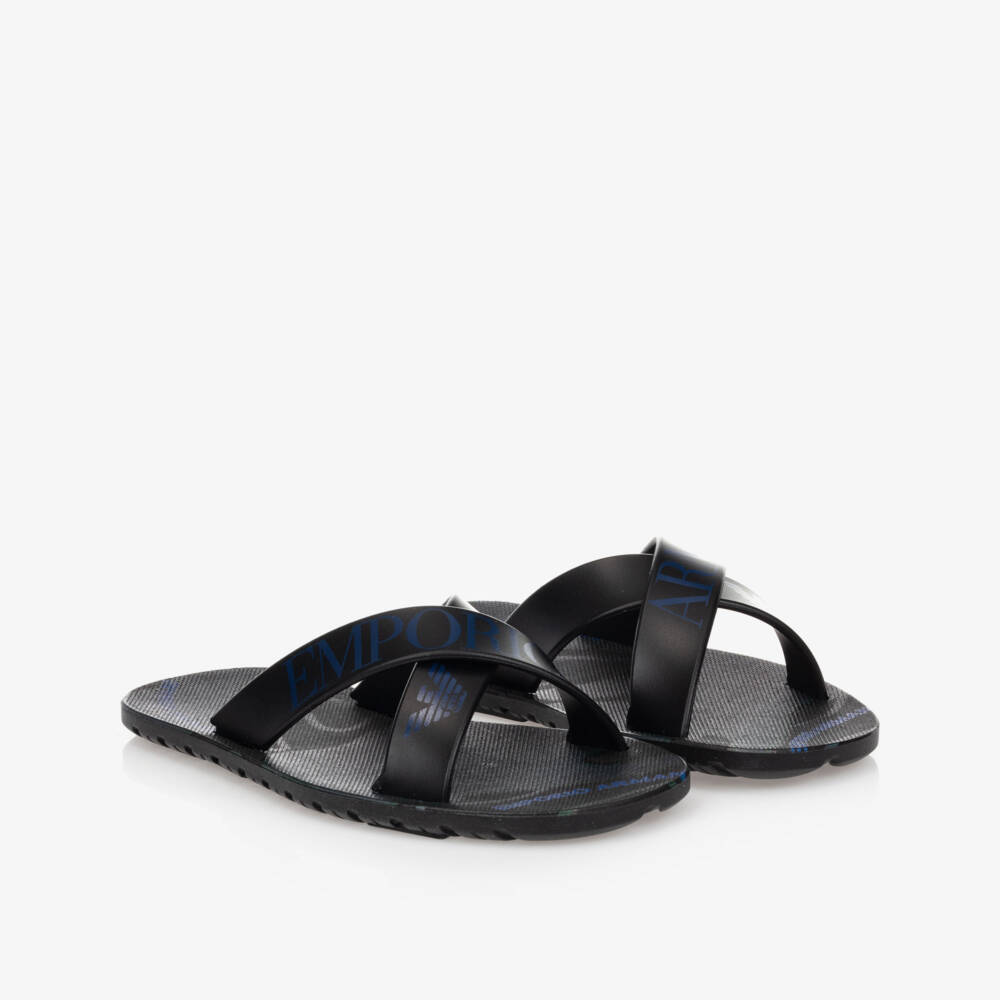 Emporio Armani-شبشب سلايدرز لون كحلي للأولاد | Childrensalon Outlet