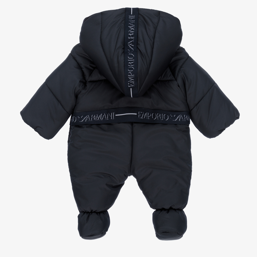 Emporio Armani-Navy Blue Logo Snowsuit | Childrensalon Outlet