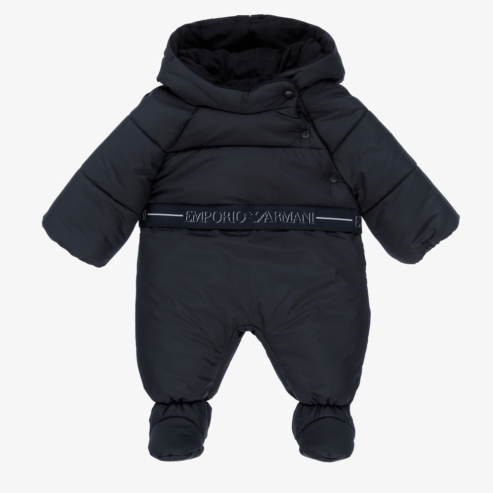 Emporio Armani - Navy Blue Logo Snowsuit | Childrensalon