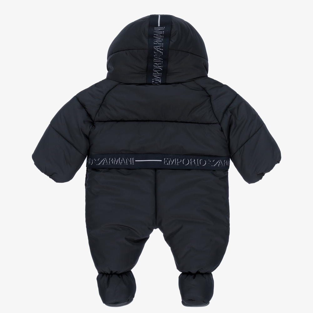 Emporio Armani-Navy Blue Logo Snowsuit | Childrensalon Outlet