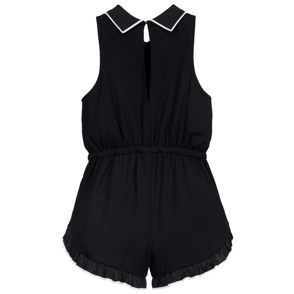 Emporio Armani-Navy Blue Polo Collar Playsuit | Childrensalon Outlet