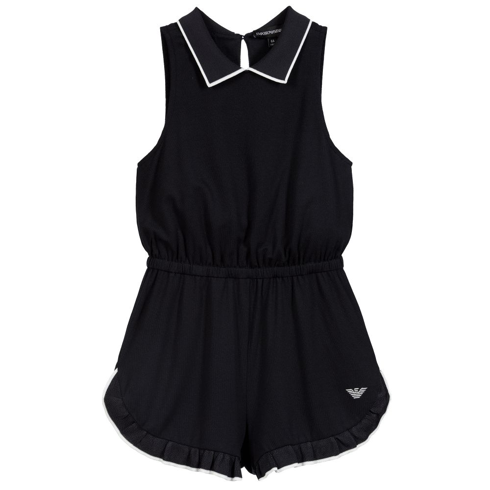 Emporio Armani - Navy Blue Polo Collar Playsuit | Childrensalon