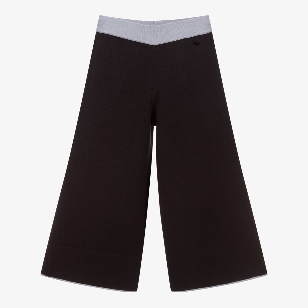 Emporio Armani-Navy Blue Wide Leg Trousers | Childrensalon Outlet