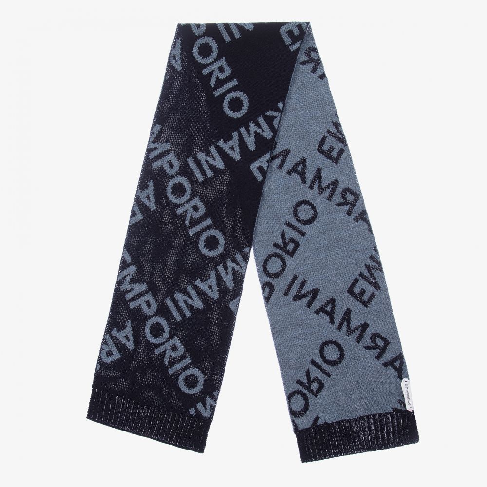 Emporio Armani-Navy Blue Wool Hat Set | Childrensalon Outlet