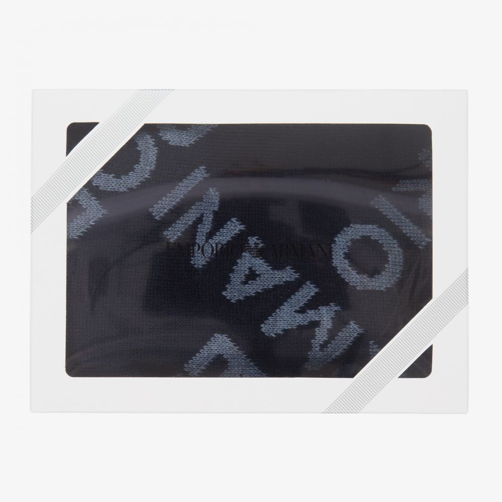 Emporio Armani-Navy Blue Wool Hat Set | Childrensalon Outlet