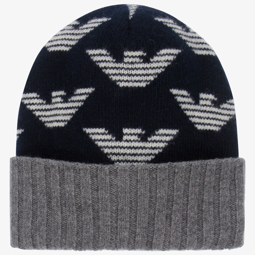 Emporio Armani - Navy Blue Wool Logo Hat | Childrensalon