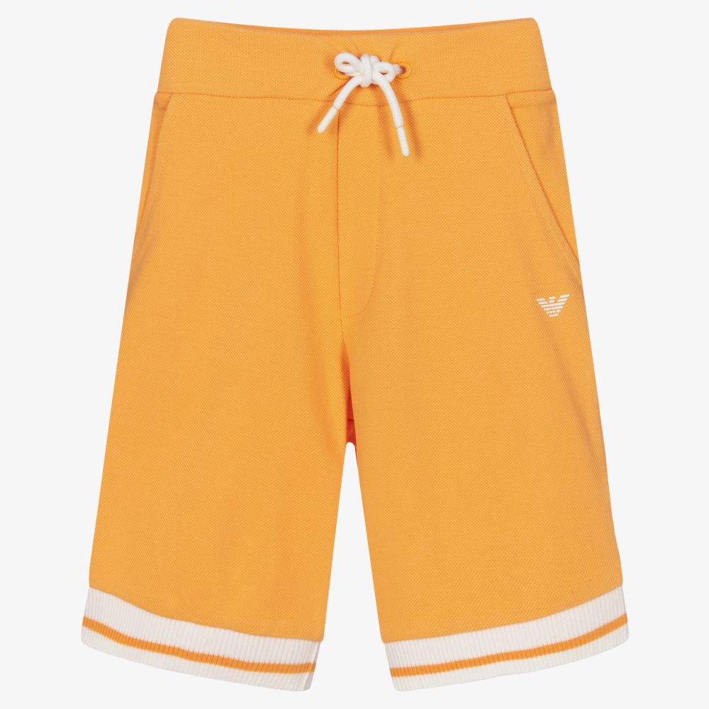 Emporio Armani - Orange Cotton Piqué Shorts | Childrensalon