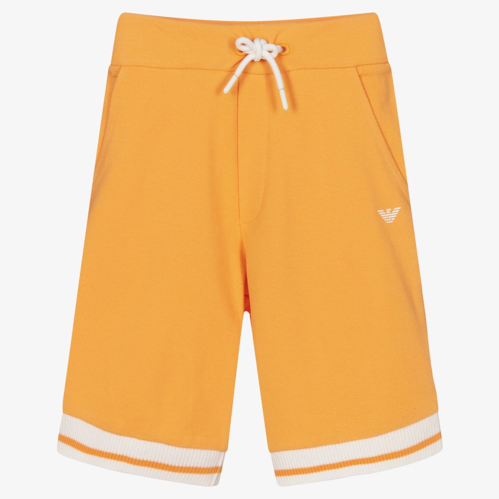 Emporio Armani-Orange Cotton Piqué Shorts | Childrensalon Outlet