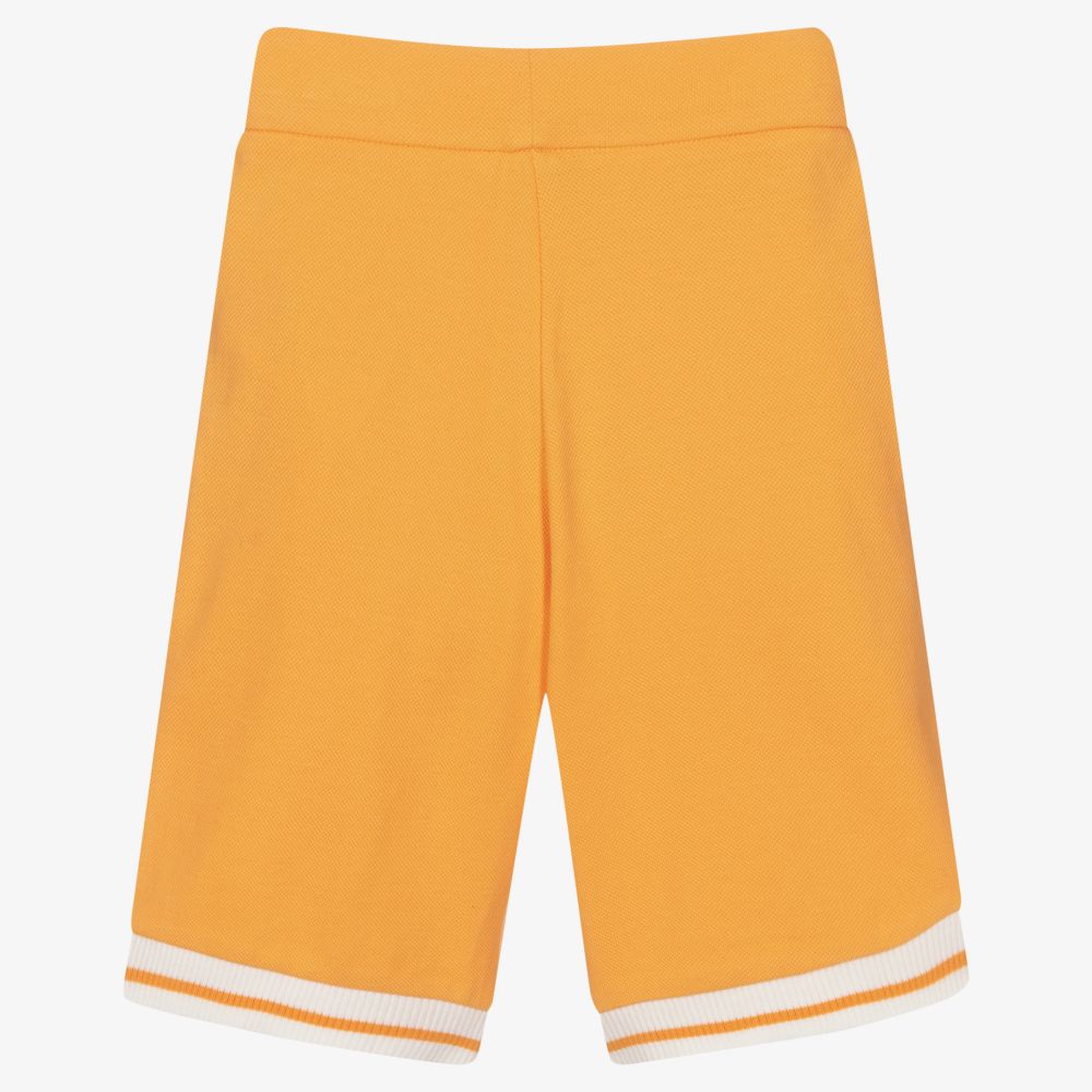 إEmporio Armani-شورت قطن بيكيه لون برتقالي أصفر للأولاد | Childrensalon Outlet