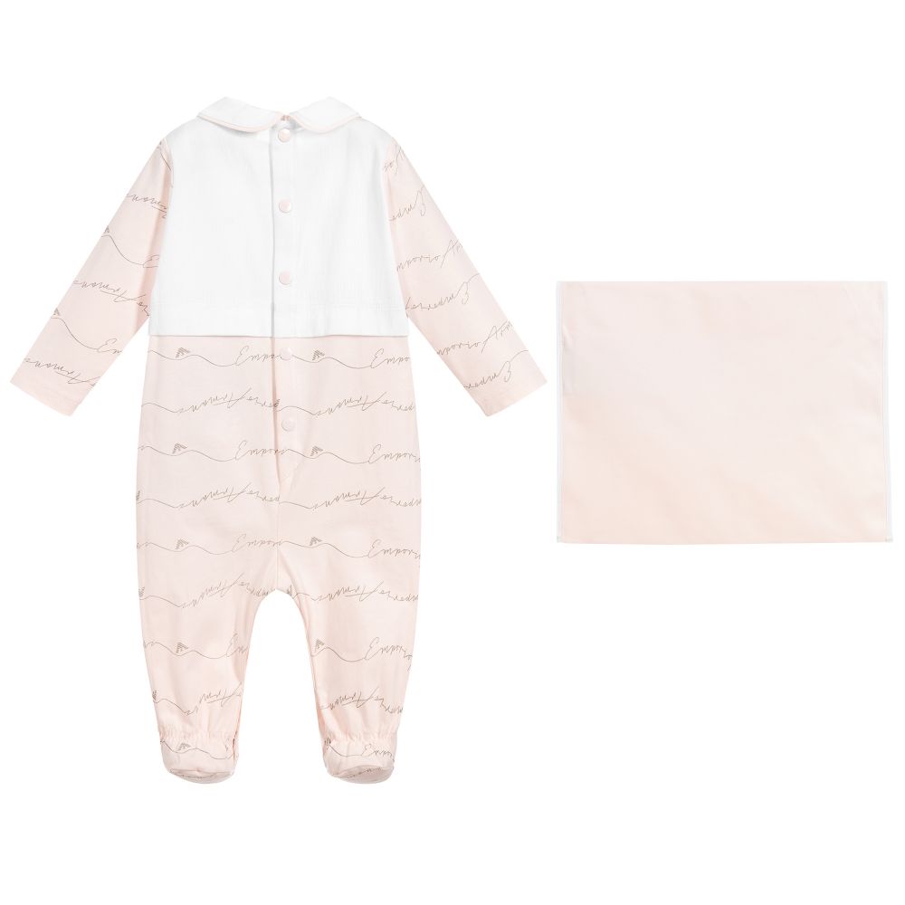 Emporio Armani-بيبي غرو قطن لون زهري وعاجي للمولودات | Childrensalon Outlet