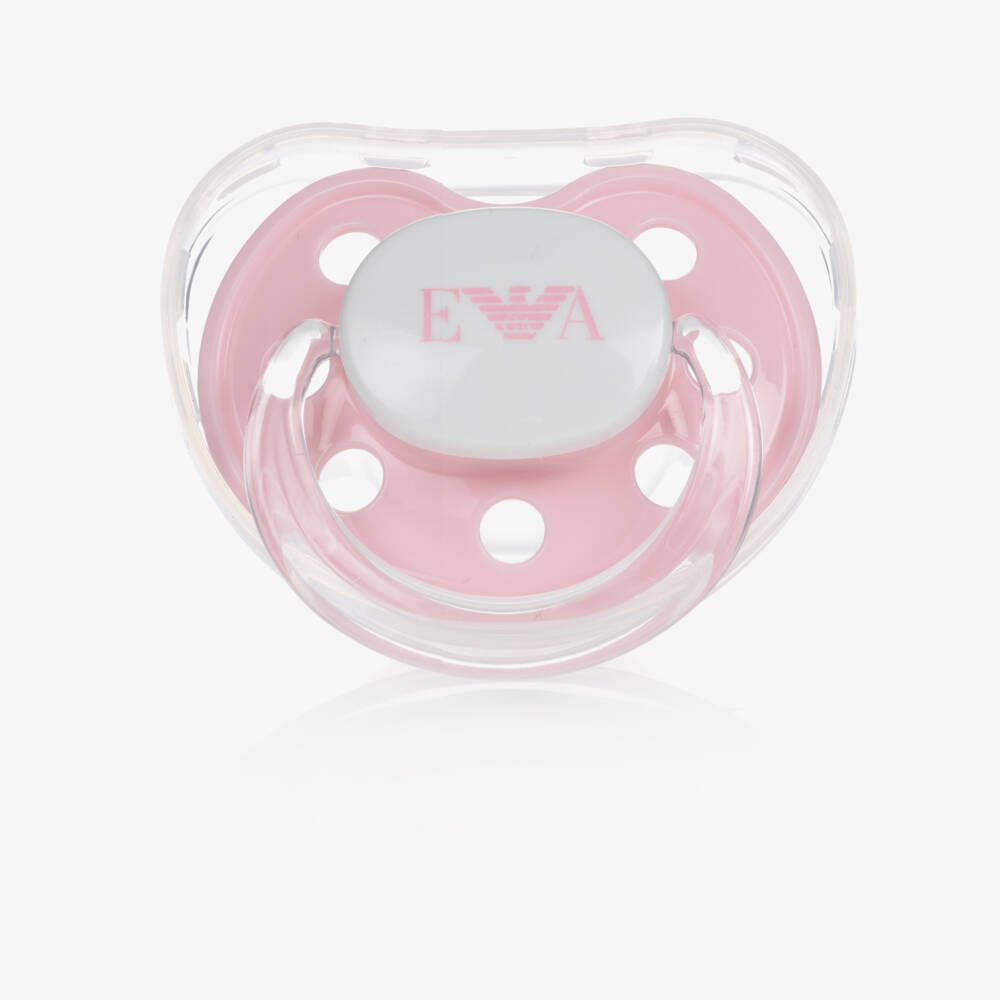 Emporio Armani-Pink Dummy & Clip Set | Childrensalon Outlet