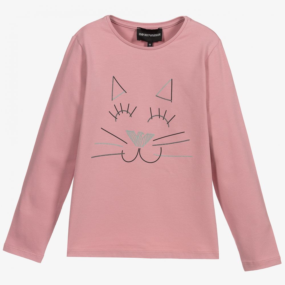 Emporio Armani - Розовый топ с котом | Childrensalon