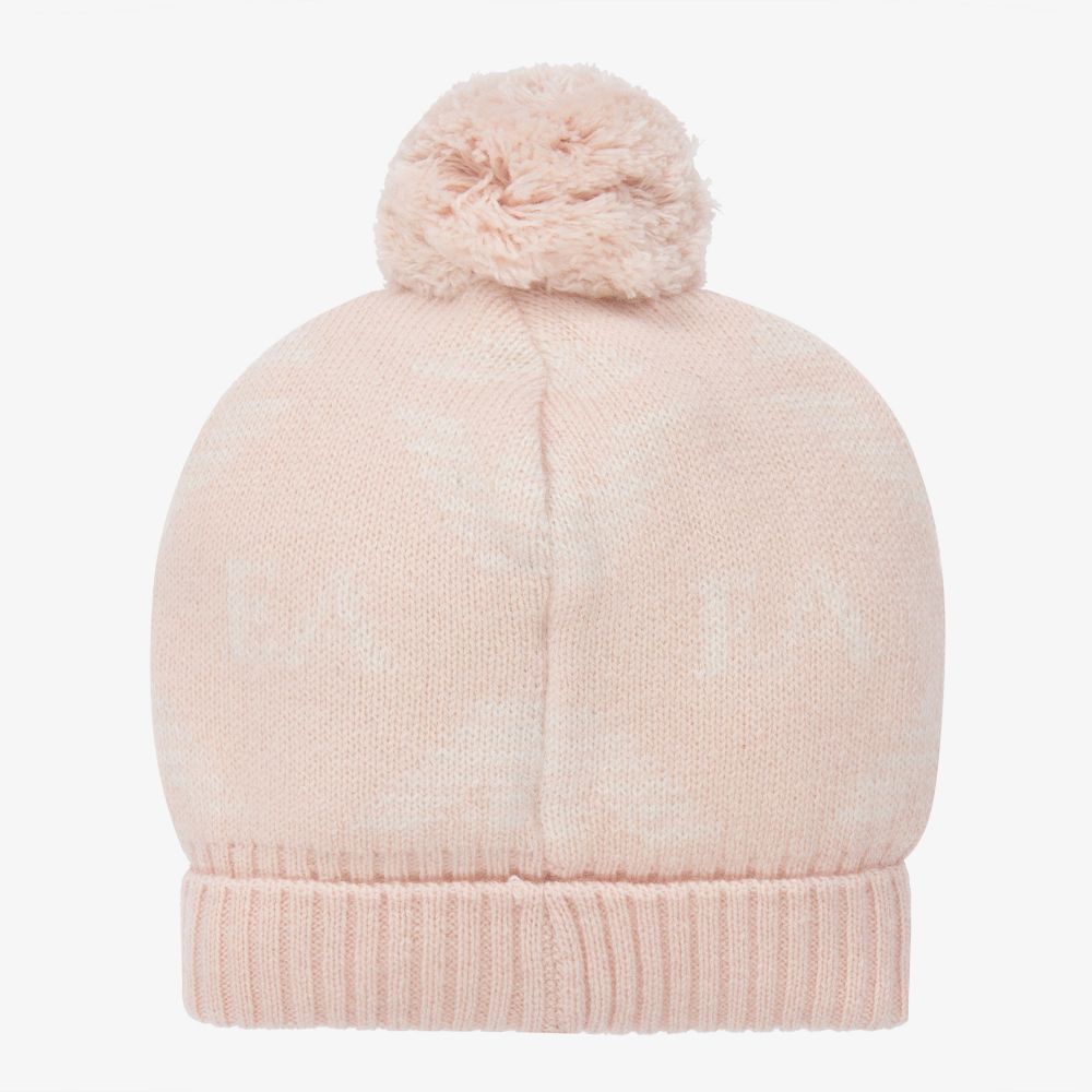 Emporio Armani-Pink Logo Pom-Pom Hat | Childrensalon Outlet