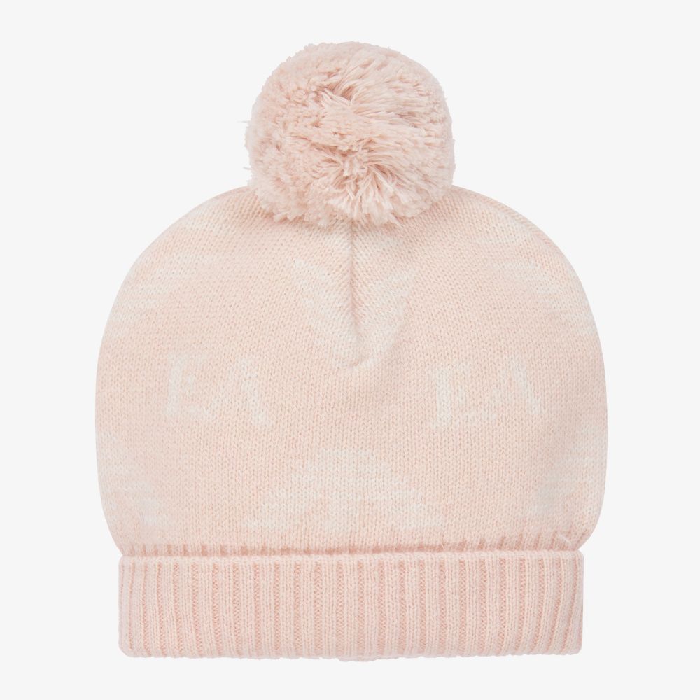 Emporio Armani - Pink Logo Pom-Pom Hat | Childrensalon