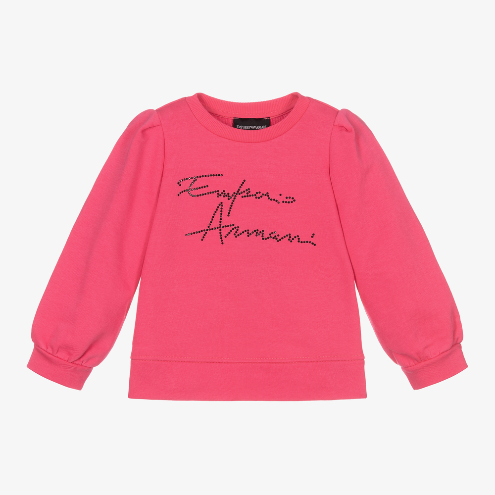 Emporio Armani-Pink Studded Logo Sweatshirt | Childrensalon Outlet