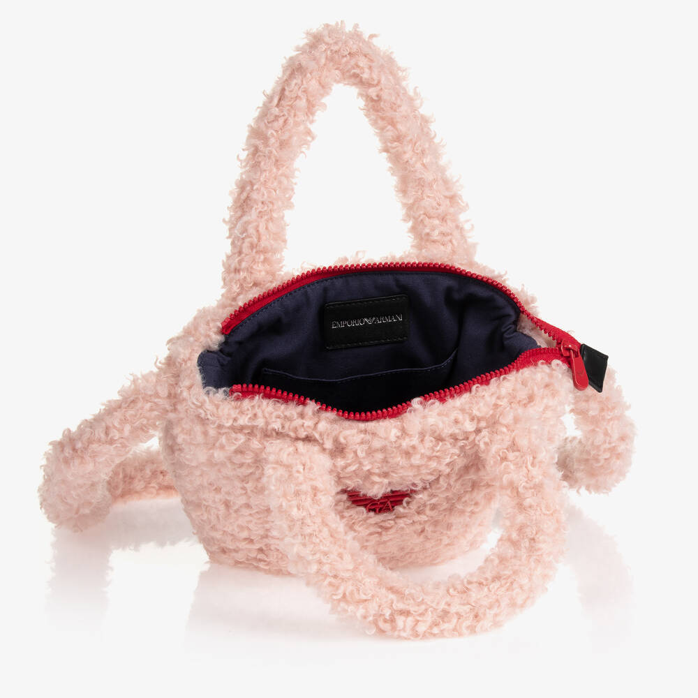 Emporio Armani-Pink Teddy Fleece Bag (28cm) | Childrensalon Outlet