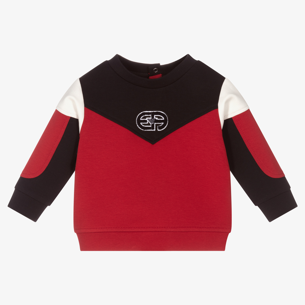 Emporio Armani - Sweatshirt in Rot und Blau  | Childrensalon