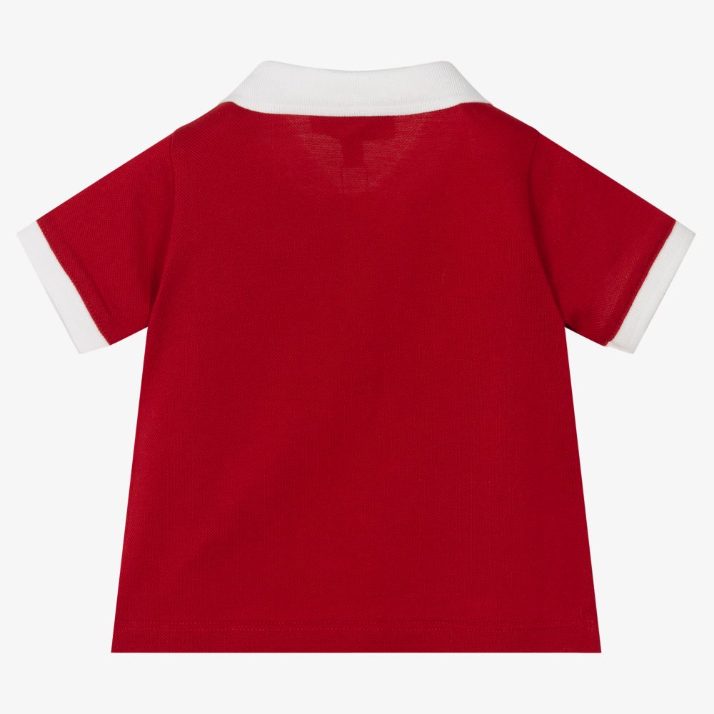 Emporio Armani-Red Cotton Logo Polo Shirt | Childrensalon Outlet