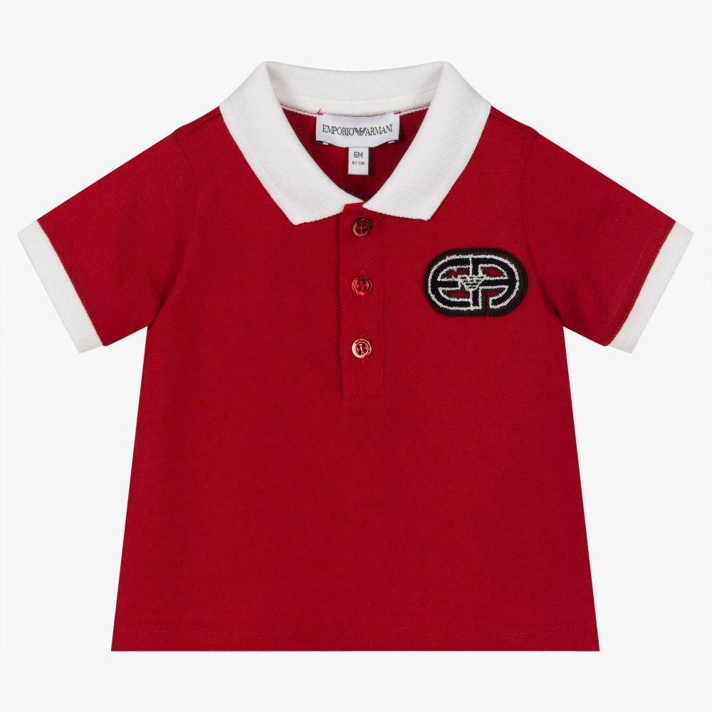 Emporio Armani - Red Cotton Logo Polo Shirt | Childrensalon