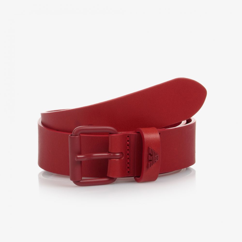 Emporio Armani - حزام جلد لون أحمر للأولاد | Childrensalon