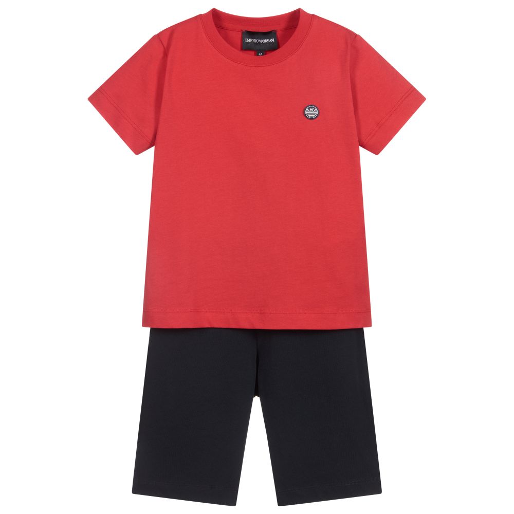 Emporio Armani - Red & Navy Blue Shorts Set | Childrensalon