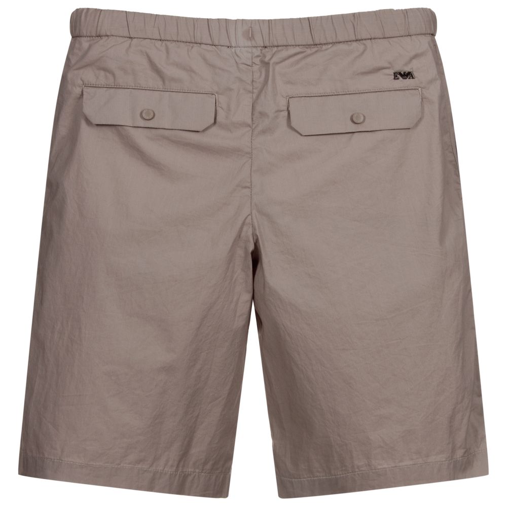 Emporio Armani-Teen Beige Logo Bermuda Shorts | Childrensalon Outlet