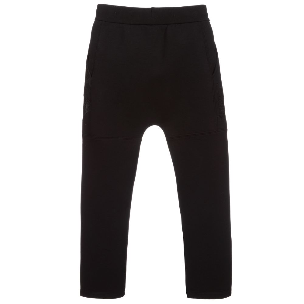 Emporio Armani-Teen Black Logo Joggers   | Childrensalon Outlet