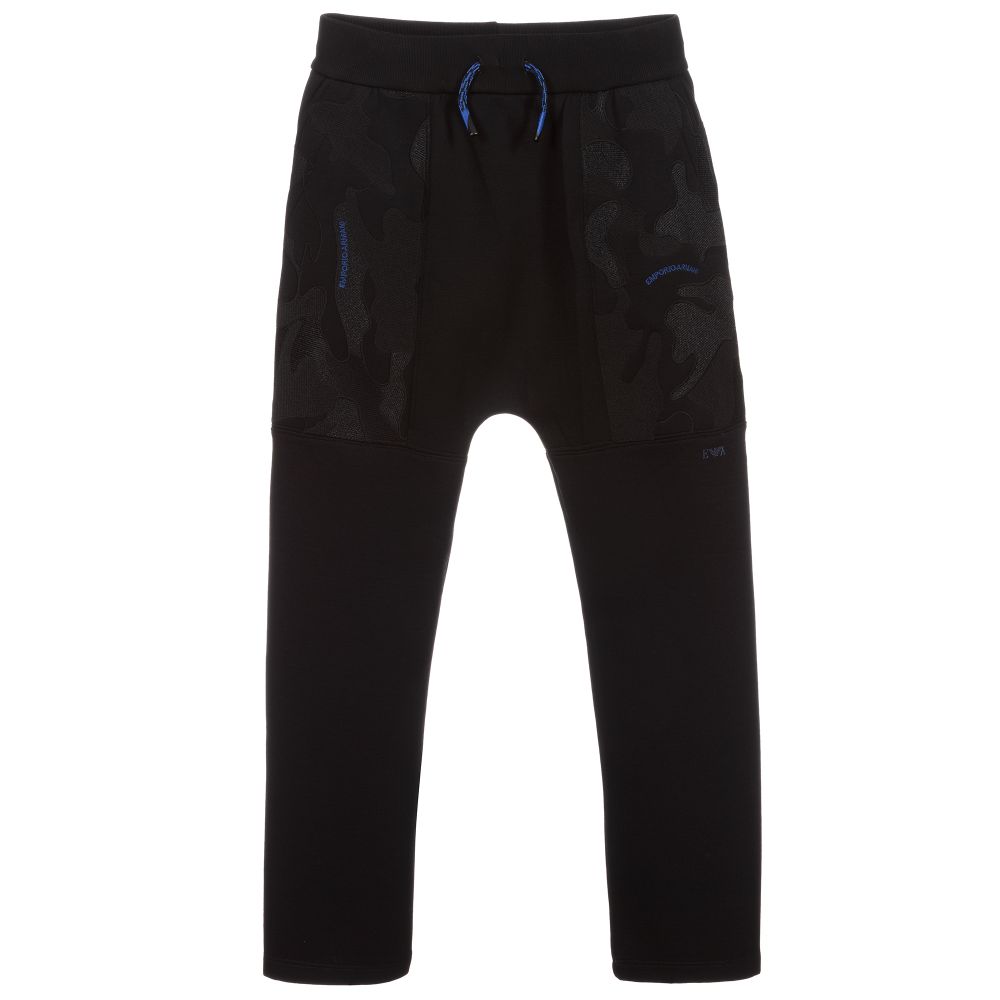 Emporio Armani - Черные спортивные брюки с логотипом для подростков   | Childrensalon