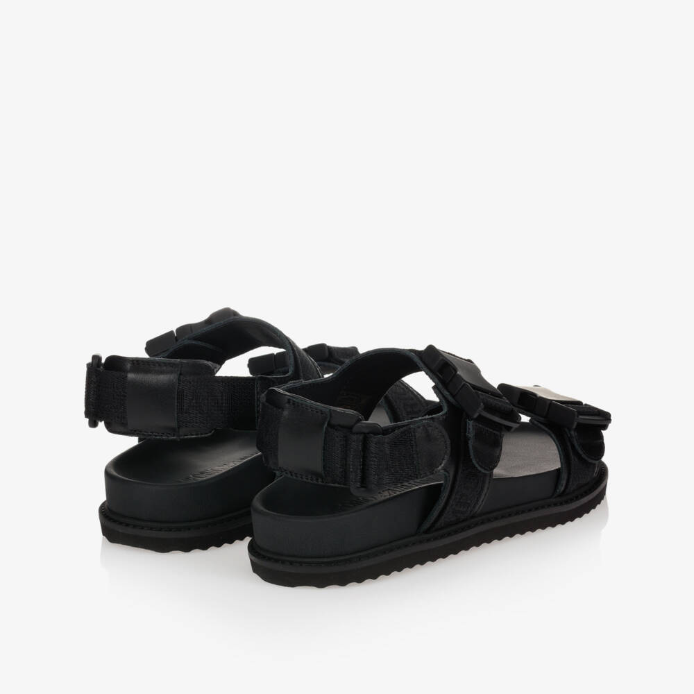 Emporio Armani-صندل جلد لون أسود | Childrensalon Outlet