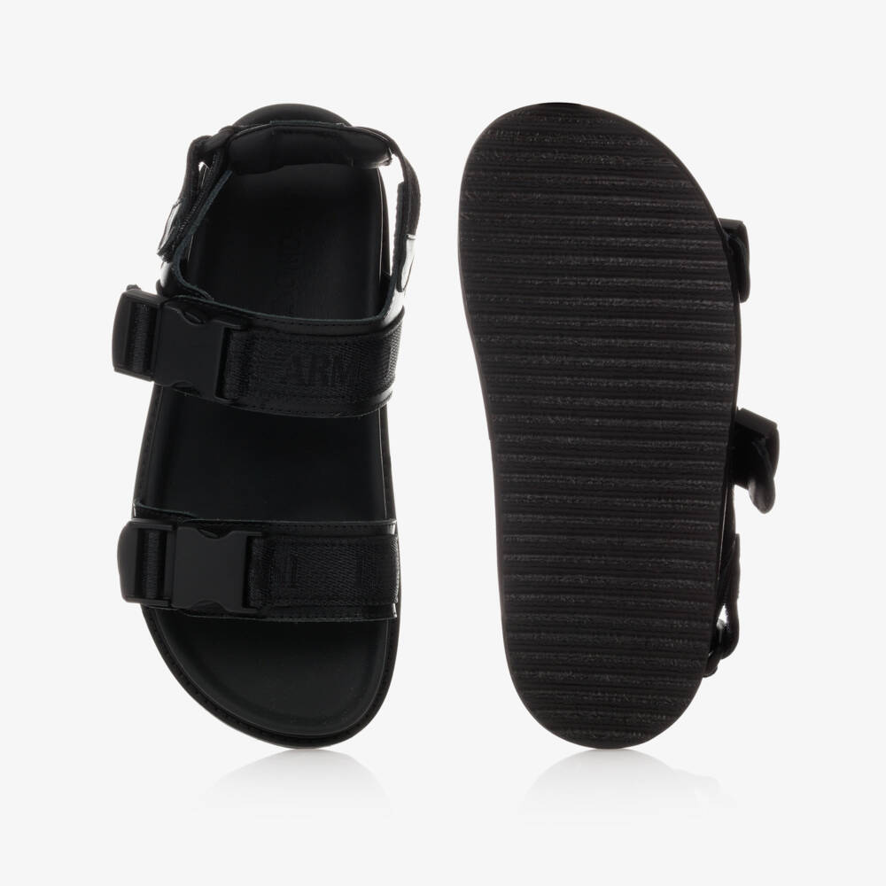 Emporio Armani-صندل جلد لون أسود | Childrensalon Outlet