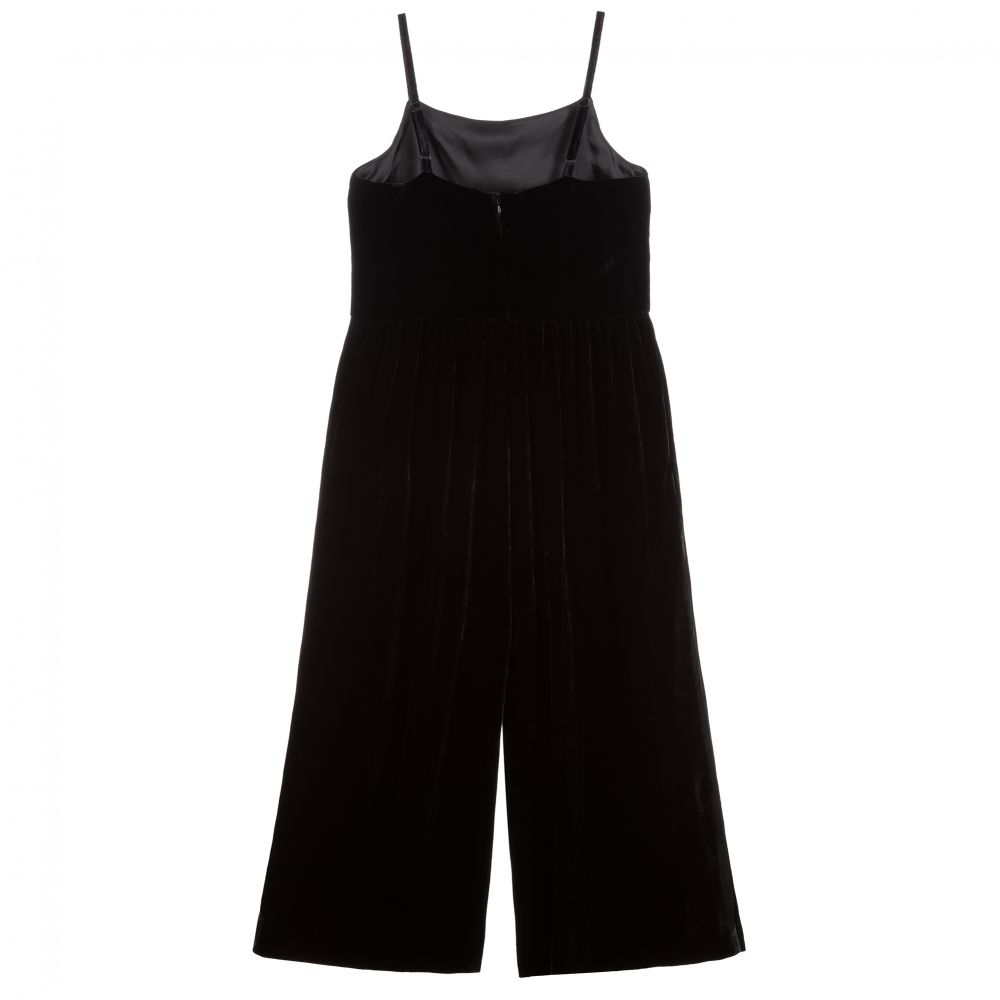 Emporio Armani-Teen Black Velvet Jumpsuit | Childrensalon Outlet