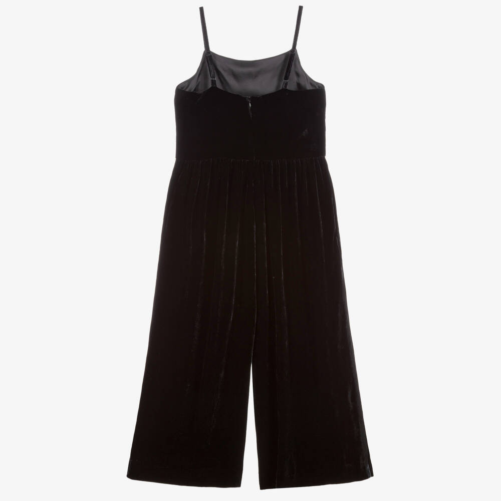 Emporio Armani-Teen Black Velvet Jumpsuit | Childrensalon Outlet