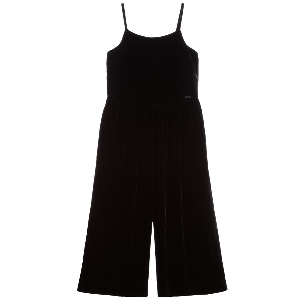 Emporio Armani Teen Black Velvet Jumpsuit Childrensalon Outlet