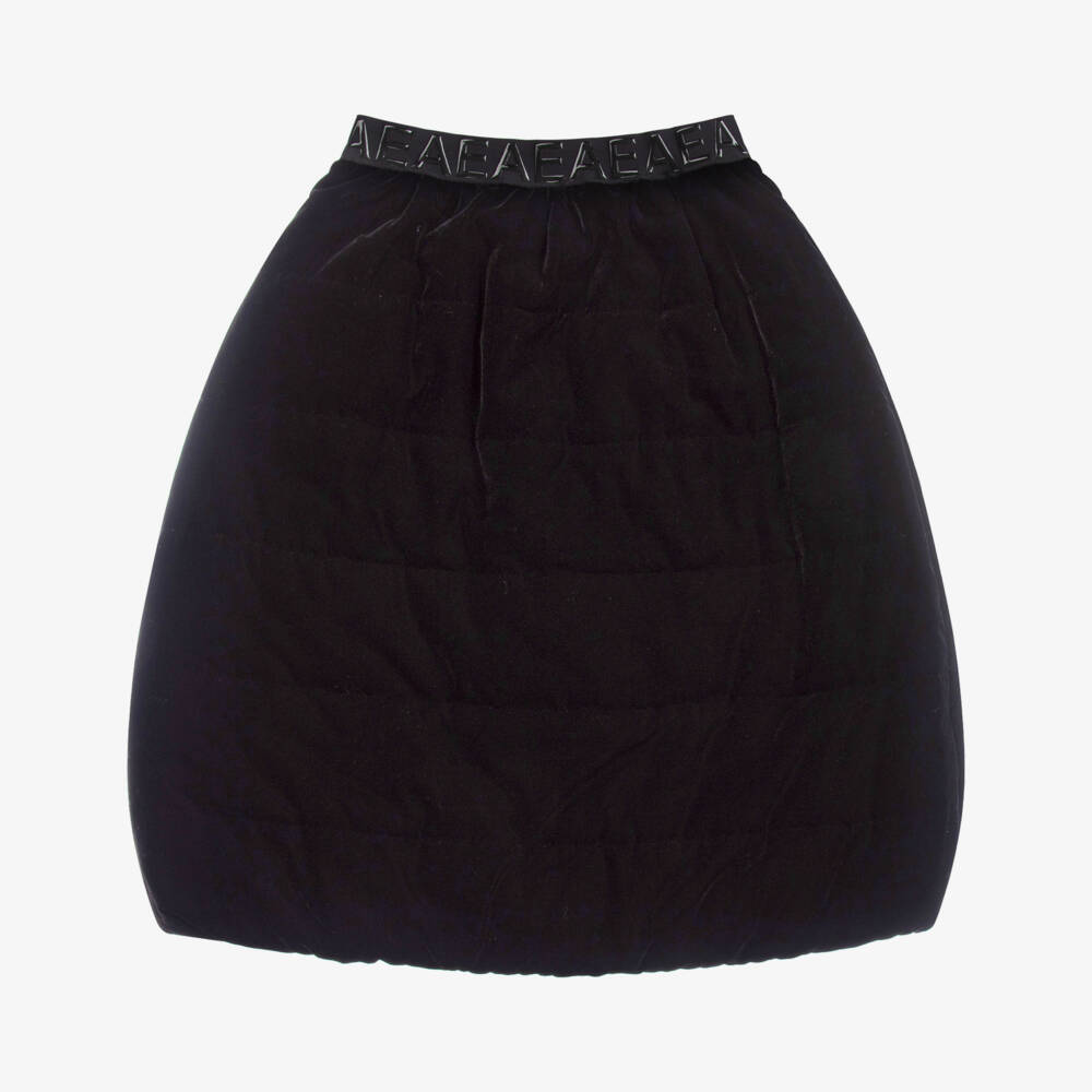 Emporio Armani-Teen Black Velvet Logo Skirt | Childrensalon Outlet