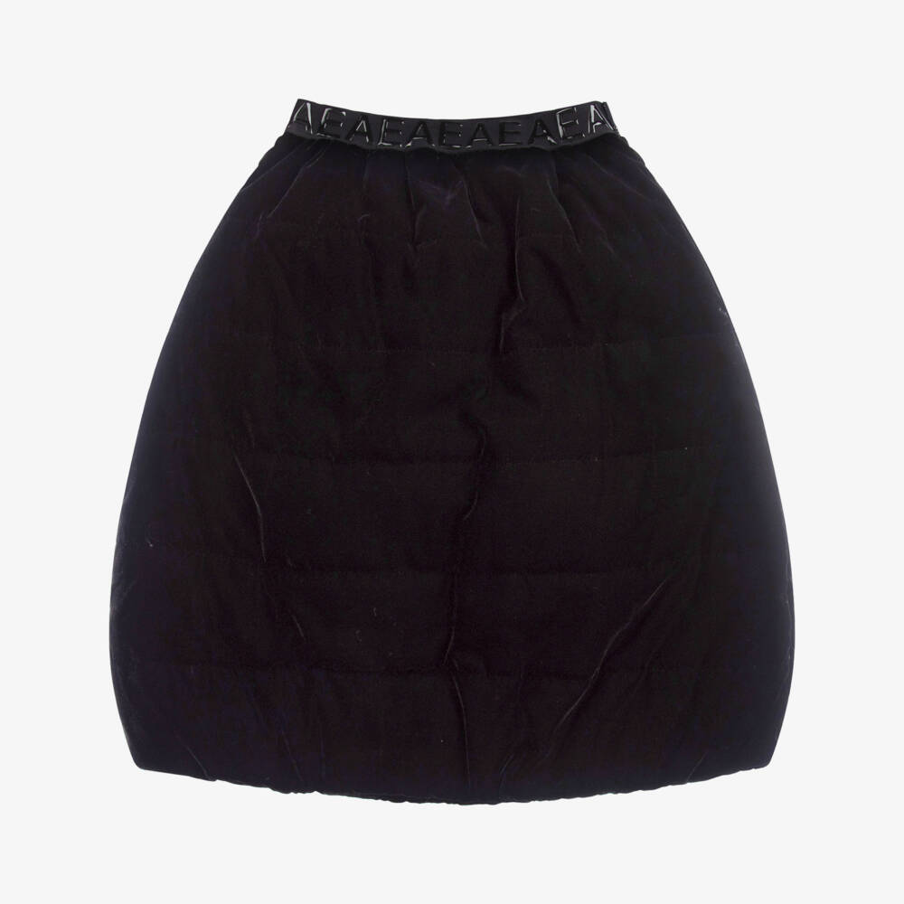 Emporio Armani-Teen Black Velvet Logo Skirt | Childrensalon Outlet