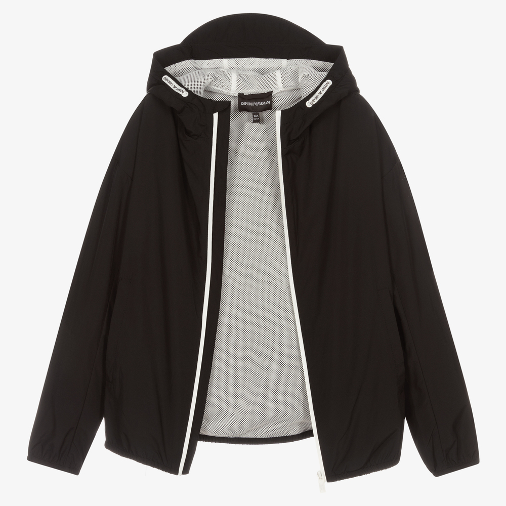 Emporio Armani-Teen Black Windbreaker Jacket | Childrensalon Outlet