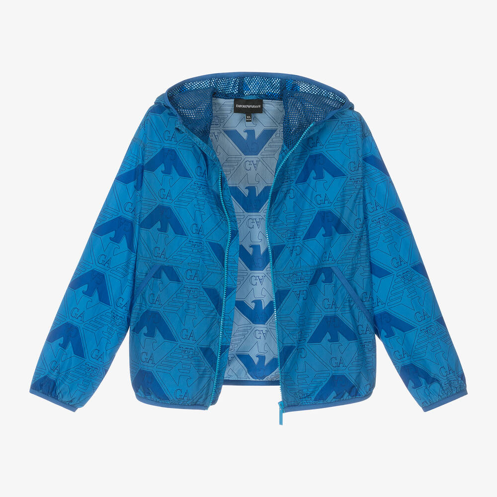 Emporio Armani-Teen Blue EA Crew Windbreaker Jacket | Childrensalon Outlet