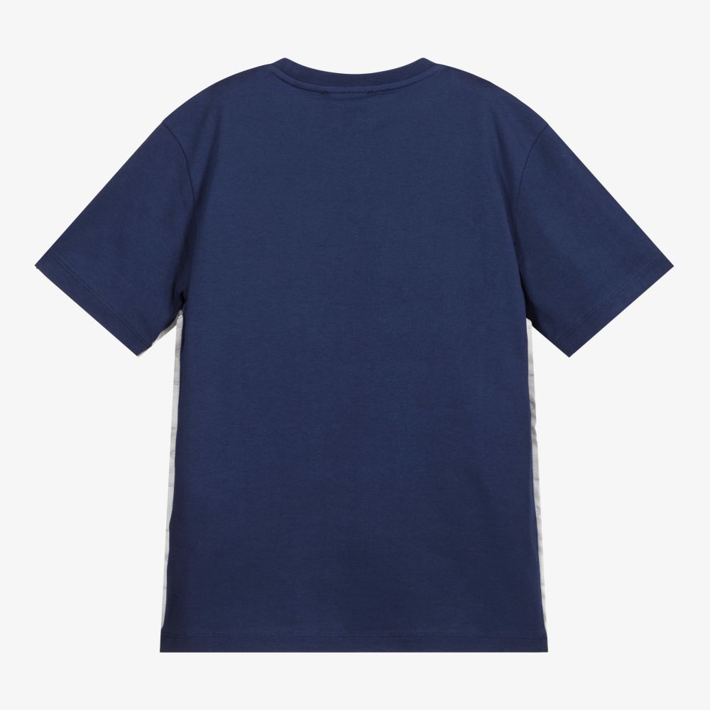 إمبوريو أرماني-تيشيرت تينز ولادي قطن جيرسي لون أزرق | Childrensalon Outlet