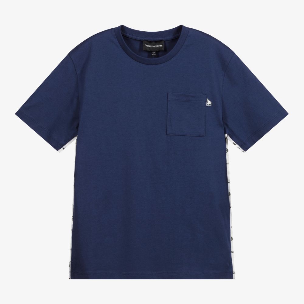 Emporio Armani - Teen Blue Logo T-Shirt | Childrensalon