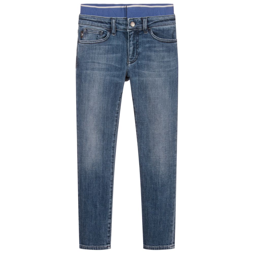 Emporio Armani - Teen Blue Slim Fit Logo Jeans | Childrensalon