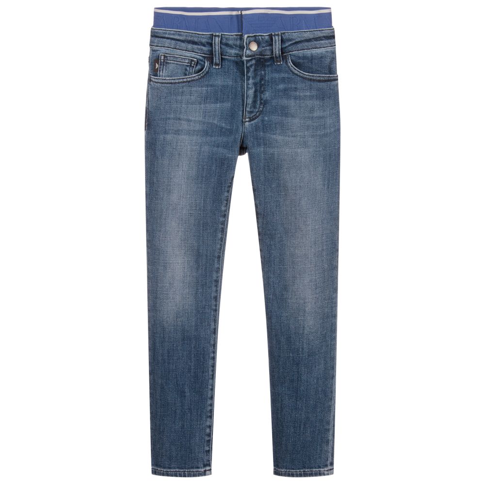 Emporio Armani - Jean slim bleu à logo Ado | Childrensalon