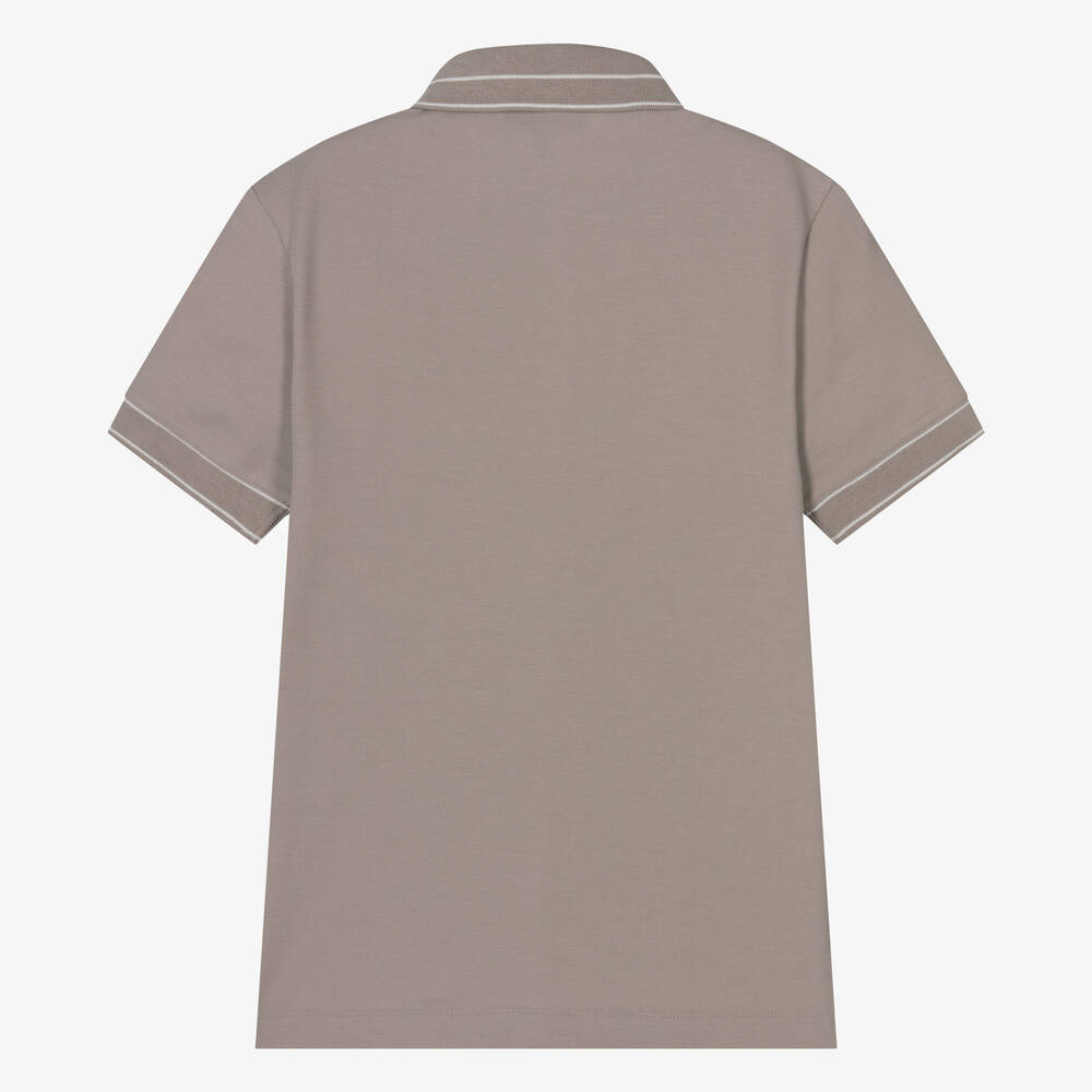 Emporio Armani-Teen Boys Beige Cotton Polo Shirt | Childrensalon Outlet