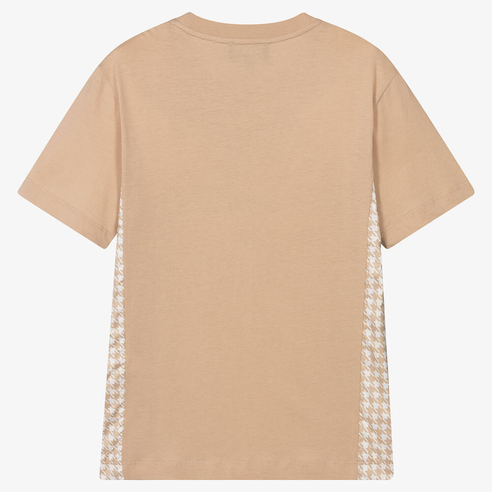 Emporio Armani-Teen Boys Beige Houndstooth T-Shirt | Childrensalon Outlet