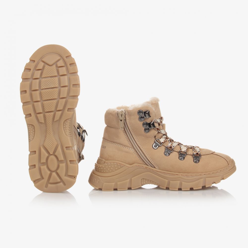 Emporio Armani-Teen Boys Beige Leather Boots | Childrensalon Outlet