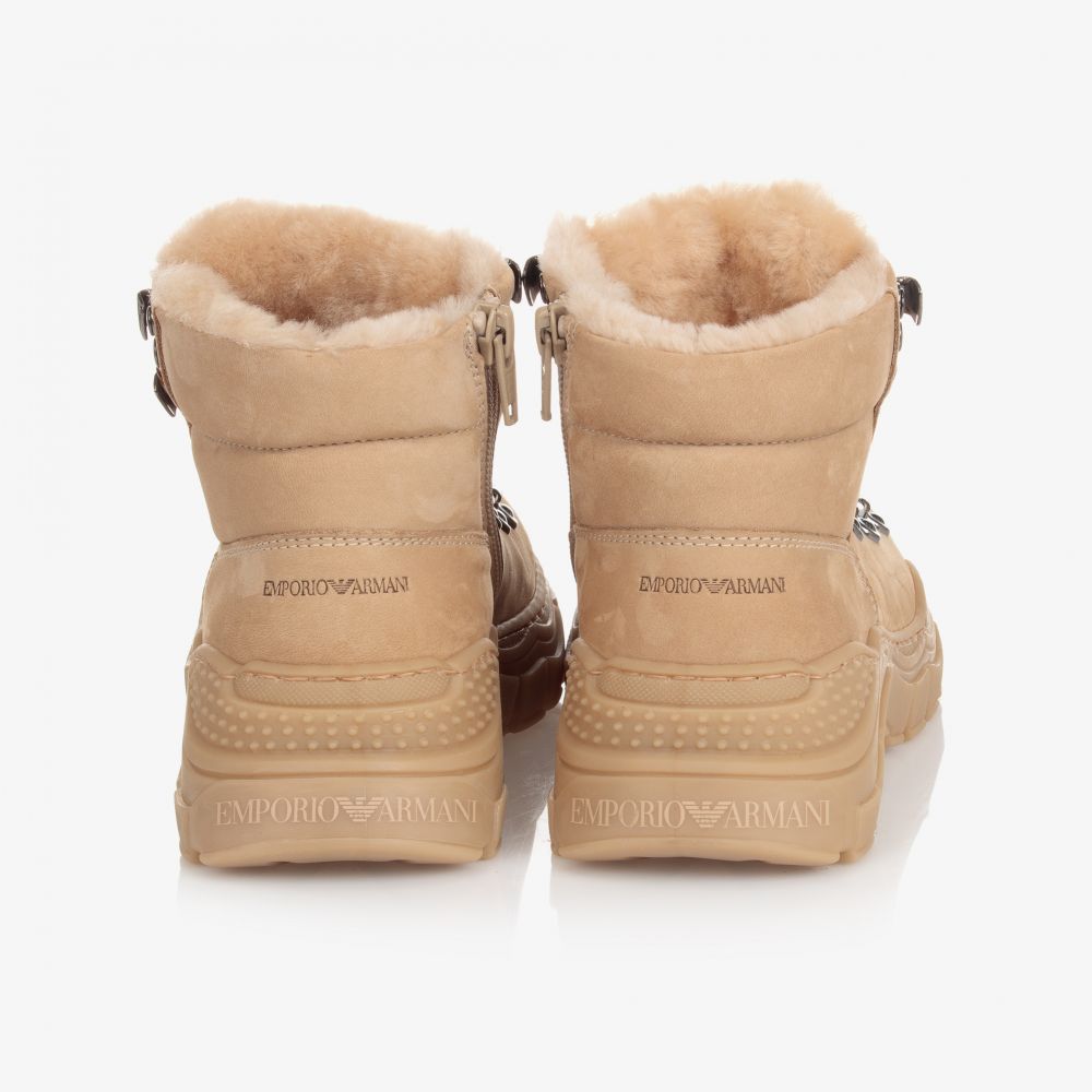 Emporio Armani-Teen Boys Beige Leather Boots | Childrensalon Outlet