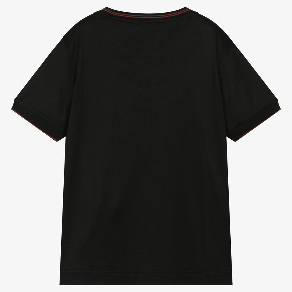 Emporio Armani Teen Boys Black Cotton T Shirt Childrensalon Outlet
